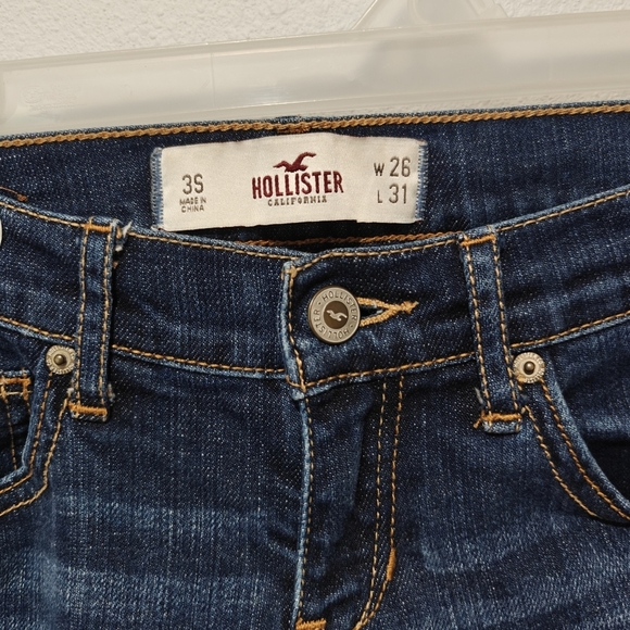 Y2K Hollister Jeans Distressed Size 3 S Dark Wash Laguna Skinny Slight Stretch - Picture 4 of 7